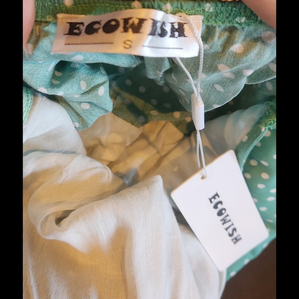 Ecowish Green Polka Dot Halter Dress Sz S - Picture 7 of 8